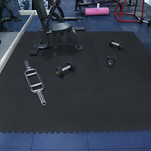 Homgrace Estilo de Enclavamiento Alfombrillas de Espuma para Protección del Suelo, Suelo de Gimnasio de Goma EVA con 16 Piezas (Negro, 16 Piezas) Homgrace Estilo de Enclavamiento Alfombrillas de Espuma para Protección del Suelo, Suelo de Gimnasio de Goma EVA con 16 Piezas (Negro, 16 Piezas)
