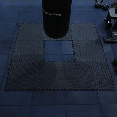 Homgrace Suelos de Gimnasio Eva Suelo Goma Alfombrilla Gimnasia Estilo de Enclavamiento Alfombrillas de Espuma para Protección (24 Pizeas-Negro)