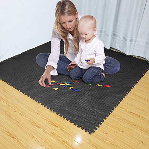 Homgrace Suelos de Gimnasio Eva Suelo Goma Alfombrilla Gimnasia Estilo de Enclavamiento Alfombrillas de Espuma para Protección (Negro, 48 Piezas) Homgrace Suelos de Gimnasio Eva Suelo Goma Alfombrilla Gimnasia Estilo de Enclavamiento Alfombrillas de Espuma para Protección (Negro, 48 Piezas)