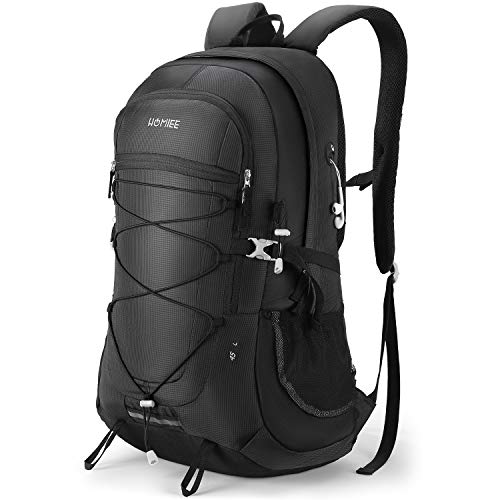 HOMIEE Mochila 45L, Mochila de Senderismo Impermeable, Tira Reflectante para Hombres Mujeres, Adecuada para Caminatas, excursiones, Macutos de Senderismo, Acampada, Estilo único Impermeable (Negro)