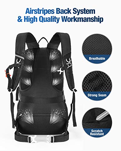 HOMIEE Mochila 45L, Mochila de Senderismo Impermeable, Tira Reflectante para Hombres Mujeres, Adecuada para Caminatas, excursiones, Macutos de Senderismo, Acampada, Estilo único Impermeable (Negro)