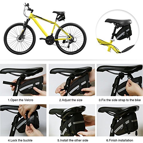 Hommie 16 En 1 Bolsa de Sillín para Bicicleta con Herramientas Multifuncional, Ideal Bolsas de Ciclismo con Tira Reflectante y Kits de Reparación para Bicicletas de Montaña, Negro Hommie 16 En 1 Bolsa de Sillín para Bicicleta con Herramientas Multifuncional, Ideal Bolsas de Ciclismo con Tira Reflectante y Kits de Reparación para Bicicletas de Montaña, Negro