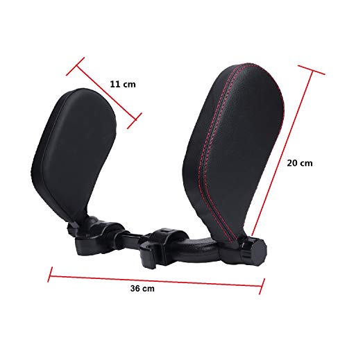 HommyFine Reposacabezas Coche con Barra Deslizante Ajustable, Cuello Almohada de Viaje para Asiento de Automóvil para Adultos y Niños Negro-rojo(Tercera Generación)