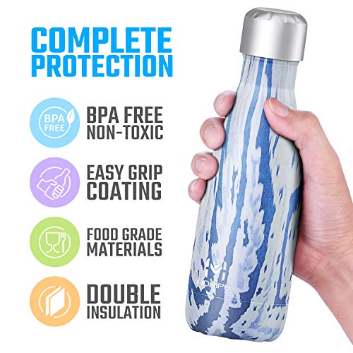 HOMPO Botella de Agua de Acero Inoxidable Botella Termica 500ml, Botella Sin Bpa & Eco Friendly, Mantiene Bebidas frías por 24h y Calientes por 12h, Adecuada para Viaje, Deporte, Bicicleta, Gimnasio