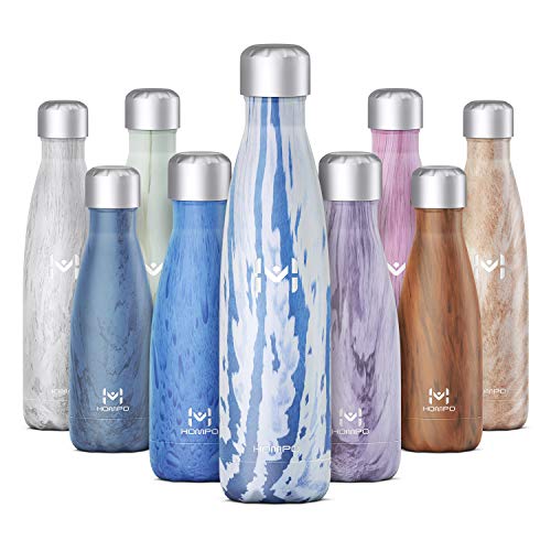 HOMPO Botella de Agua de Acero Inoxidable Botella Termica 500ml, Botella Sin Bpa & Eco Friendly, Mantiene Bebidas frías por 24h y Calientes por 12h, Adecuada para Viaje, Deporte, Bicicleta, Gimnasio