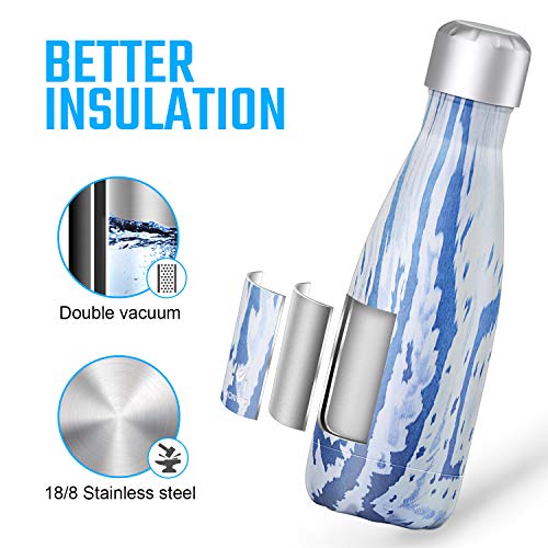 HOMPO Botella de Agua de Acero Inoxidable Botella Termica 500ml, Botella Sin Bpa & Eco Friendly, Mantiene Bebidas frías por 24h y Calientes por 12h, Adecuada para Viaje, Deporte, Bicicleta, Gimnasio