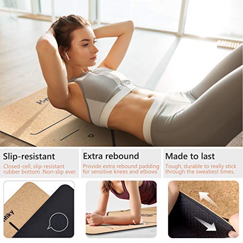 Homtiky Esterilla Yoga Antideslizante, Colchoneta Yoga de Corcho, Esterilla Deporte Hecha de Material Natural con Sistema de Línea, Yoga Mat de 183x65cm, 7mm con Cuerda de Transporte Homtiky Esterilla Yoga Antideslizante, Colchoneta Yoga de Corcho, Esterilla Deporte Hecha de Material Natural con Sistema de Línea, Yoga Mat de 183x65cm, 7mm con Cuerda de Transporte