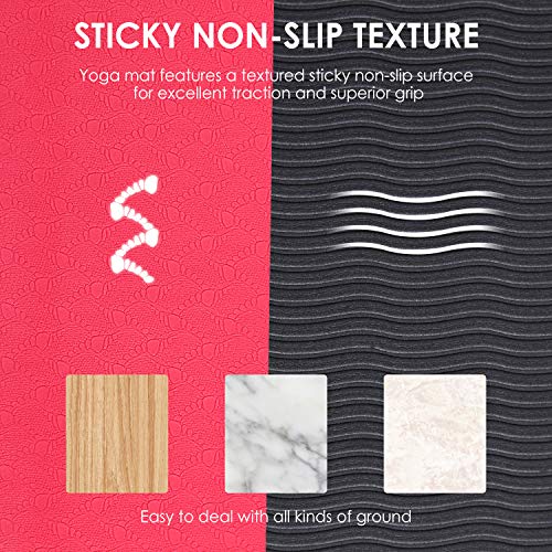 Homtiky Esterilla Yoga, Esterilla Deporte Antideslizante con Material ecológico TPE, Yoga Mat diseñado para Entrenamiento físico con Correa de Transporte y Bolsa Homtiky Esterilla Yoga, Esterilla Deporte Antideslizante con Material ecológico TPE, Yoga Mat diseñado para Entrenamiento físico con Correa de Transporte y Bolsa