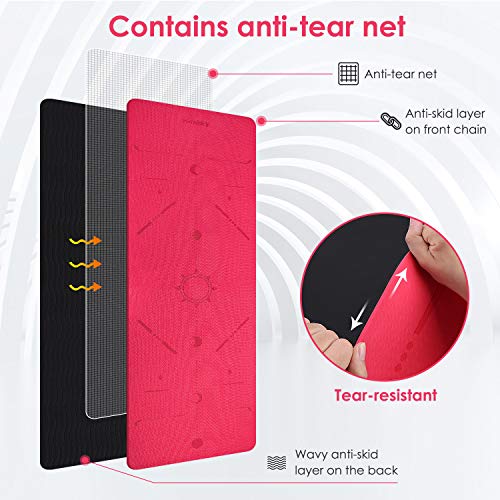 Homtiky Esterilla Yoga, Esterilla Deporte Antideslizante con Material ecológico TPE, Yoga Mat diseñado para Entrenamiento físico con Correa de Transporte y Bolsa Homtiky Esterilla Yoga, Esterilla Deporte Antideslizante con Material ecológico TPE, Yoga Mat diseñado para Entrenamiento físico con Correa de Transporte y Bolsa