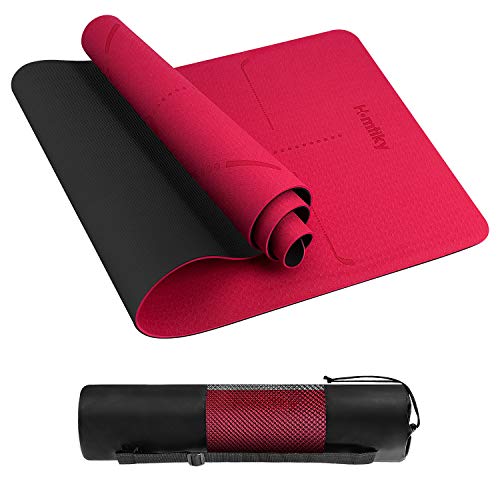 Homtiky Esterilla Yoga, Esterilla Deporte Antideslizante con Material ecológico TPE, Yoga Mat diseñado para Entrenamiento físico con Correa de Transporte y Bolsa