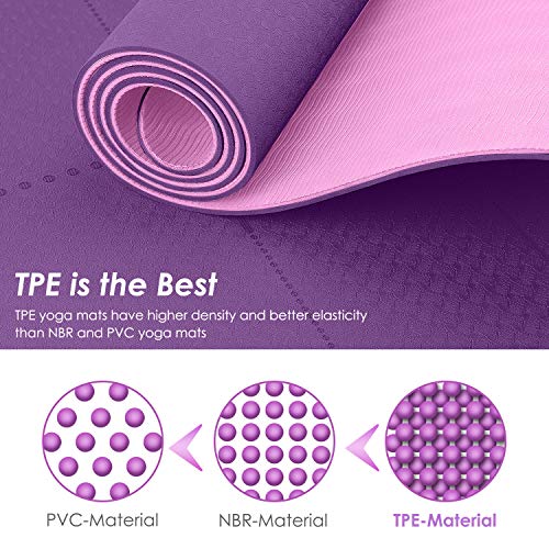 Homtiky Esterilla Yoga, Esterilla Deporte Antideslizante con Material ecológico TPE, Yoga Mat Diseñado para Entrenamiento Físico con Correa de Transporte y Bolsa Homtiky Esterilla Yoga, Esterilla Deporte Antideslizante con Material ecológico TPE, Yoga Mat Diseñado para Entrenamiento Físico con Correa de Transporte y Bolsa