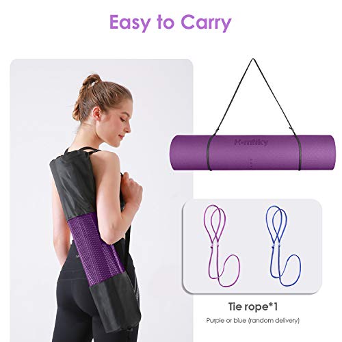 Homtiky Esterilla Yoga, Esterilla Deporte Antideslizante con Material ecológico TPE, Yoga Mat Diseñado para Entrenamiento Físico con Correa de Transporte y Bolsa