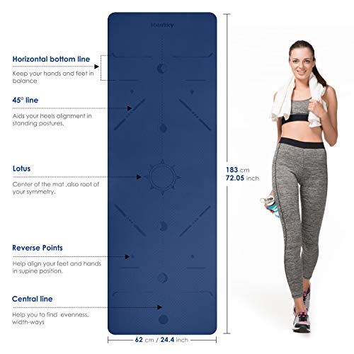 Homtiky Esterilla Yoga, Esterilla Deporte Antideslizante con Material ecológico TPE, Yoga Mat diseñado para Entrenamiento físico con Correa de Transporte y Bolsa Homtiky Esterilla Yoga, Esterilla Deporte Antideslizante con Material ecológico TPE, Yoga Mat diseñado para Entrenamiento físico con Correa de Transporte y Bolsa