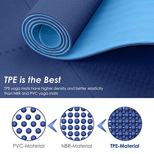 Homtiky Esterilla Yoga, Esterilla Deporte Antideslizante con Material ecológico TPE, Yoga Mat diseñado para Entrenamiento físico con Correa de Transporte y Bolsa Homtiky Esterilla Yoga, Esterilla Deporte Antideslizante con Material ecológico TPE, Yoga Mat diseñado para Entrenamiento físico con Correa de Transporte y Bolsa