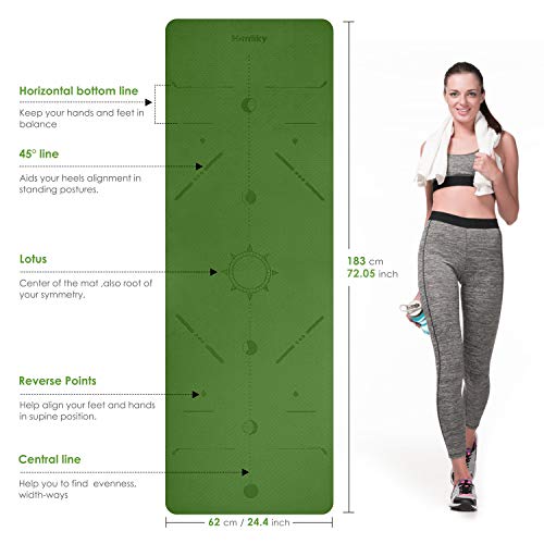 Homtiky Esterilla Yoga, Esterilla Deporte Antideslizante con Material ecológico TPE, Yoga Mat diseñado para Entrenamiento físico con Correa de Transporte y Bolsa