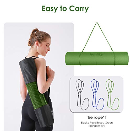 Homtiky Esterilla Yoga, Esterilla Deporte Antideslizante con Material ecológico TPE, Yoga Mat diseñado para Entrenamiento físico con Correa de Transporte y Bolsa