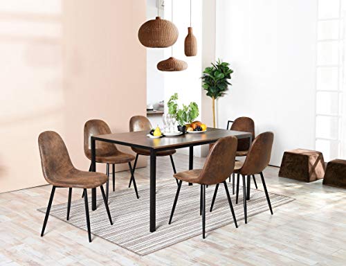 Homy Casa Dining Chairs Set de 4 sillas de Comedor Scandinavian Suede Retro Vintage Brown