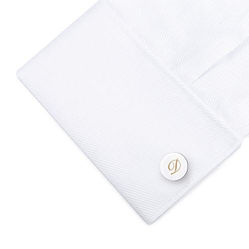 HONEY BEAR Carta Inicial Alfabeto Gemelos & Clip Pasador de Corbata Pisacorbatas - Acero Inoxidable para la Camisa de los Hombres Regalo de Boda del Negocio (Plata) (D)