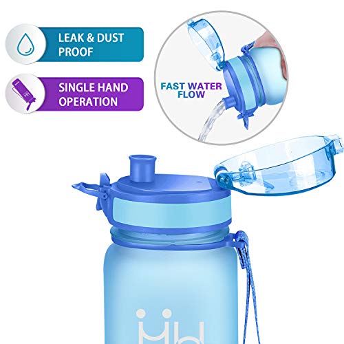 HoneyHolly Botella de Agua Deportes 350ml/500ml/800ml/1000ml/1500ml Sin Bpa & Apertura con un Solo botón Reutilizable Filtro Botella Gimnasio Tritan Plástico para Niños, Sport, Gimnasio, Trekking