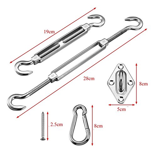 HONGCI Kit de Fijación para Toldo Vela de Sombra Triángulo y Cuadrado, Rectangular para Exteriores, Jardín - 304 Acero Inoxidable Kit de Montaje para Toldo HONGCI Kit de Fijación para Toldo Vela de Sombra Triángulo y Cuadrado, Rectangular para Exteriores, Jardín - 304 Acero Inoxidable Kit de Montaje para Toldo