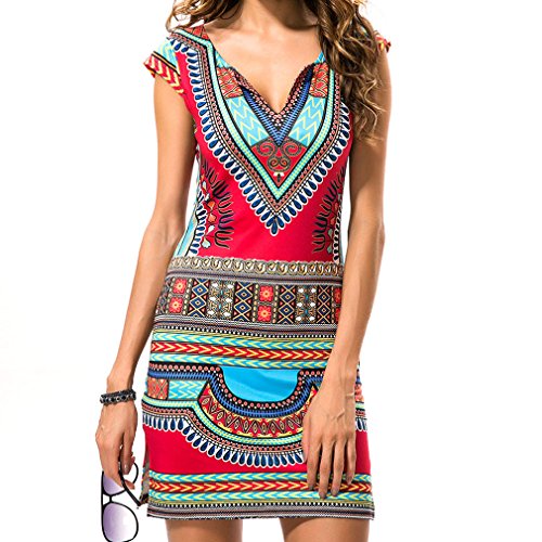 Honghu Verano Elegante Mangas Corta Low Culleo Slim Fit Vestido para Mujer Party Dress Tamaño L Rojo Honghu Verano Elegante Mangas Corta Low Culleo Slim Fit Vestido para Mujer Party Dress Tamaño L Rojo