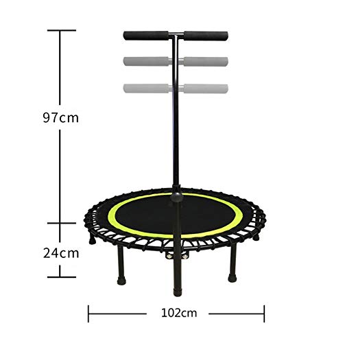 Honglimeiwujindian Trampolín De Fitness Mini trampolín con la manija aeróbico Jumper Tablero Trampolín Ejercicio aeróbico Entrenador De Cardio De Salto (Color : Verde, Size : 102cm)