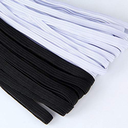 HONGY - Cinta elástica para costura de prendas de vestir, para cinturillas, plana, de látex, elástica, invisible, portátil, ajustable, lavable, 0,3 cm, color blanco, No nulo, negro, 0.5cm