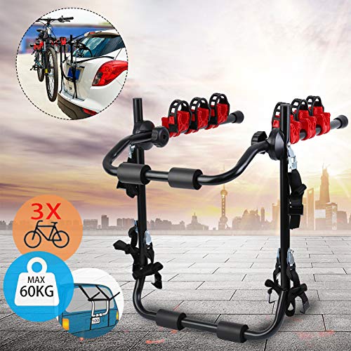 Honhill Portabicicletas Trasero Portón Plegable para 3 Bicis Soporte Bicicletas Universal Porta Bicicletas para Coches Carga 60kg