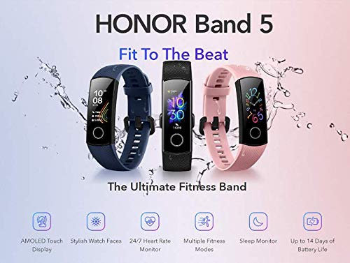 Honor Band 5 Fitness Armband mit Herzfrequenzmesser IP68 wasserdichter Aktivitäts Tracker Sportuhr Fitness-Schrittzähleruhr, Schwarz Honor Band 5 Fitness Armband mit Herzfrequenzmesser IP68 wasserdichter Aktivitäts Tracker Sportuhr Fitness-Schrittzähleruhr, Schwarz