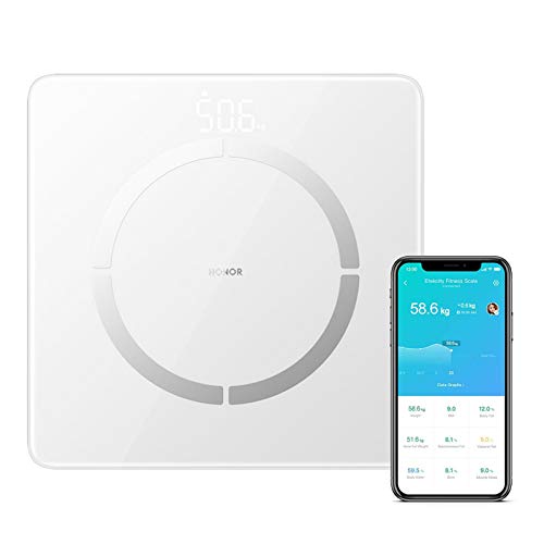 HONOR Scale 2 Báscula de Baño Báscula Grasa Corporal 14 Medidas Esenciales Báscula Inteligente Digital con Pantalla LCD para Móviles Android IOS (Blanco)