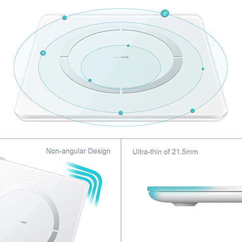 HONOR Scale 2 - Bascula de Grasa Corporal Bluetooth con pantalla LED de hasta 150kg, 11 Mediciónes de Peso IMC Visceral e Muscular para Android, Blanco HONOR Scale 2 - Bascula de Grasa Corporal Bluetooth con pantalla LED de hasta 150kg, 11 Mediciónes de Peso IMC Visceral e Muscular para Android, Blanco