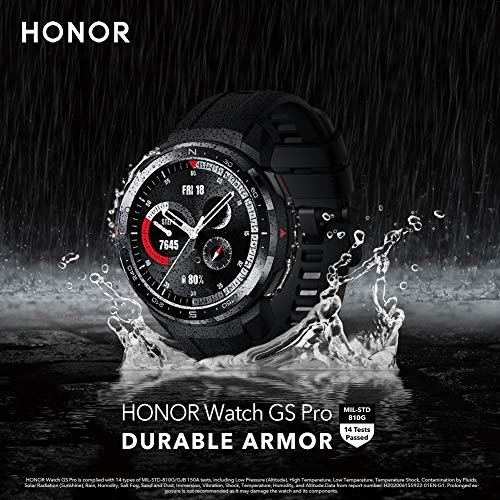 HONOR Watch GS Pro - Smartwatch Multideporte con de 25- Día Batería Duración, Certificado de Estándar Militar, GPS, 48mm, 1,39 Pulgadas AMOLED, IP68, Frecuencia Cardíaca, Negro