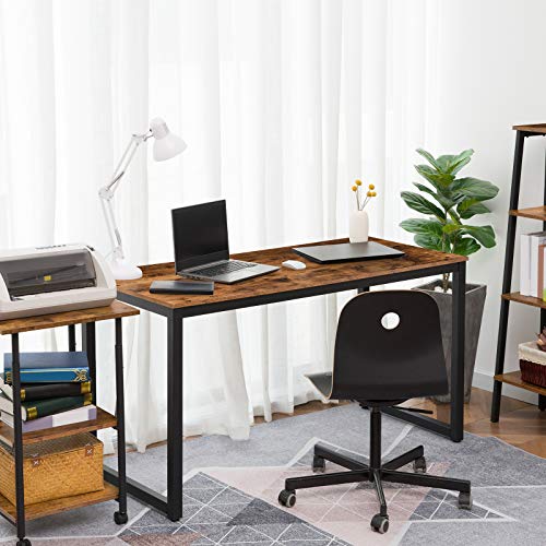 HOOBRO Gran Escritorio de Ordenador, Mesa de Estudio, Mesa de Estilo Industrial, 140 x 60 x 76cm, Mesa de Ordenador para Casa Oficina, Estructura Metálica, Estable, Marrón Vintage EBF68DN01 HOOBRO Gran Escritorio de Ordenador, Mesa de Estudio, Mesa de Estilo Industrial, 140 x 60 x 76cm, Mesa de Ordenador para Casa Oficina, Estructura Metálica, Estable, Marrón Vintage EBF68DN01