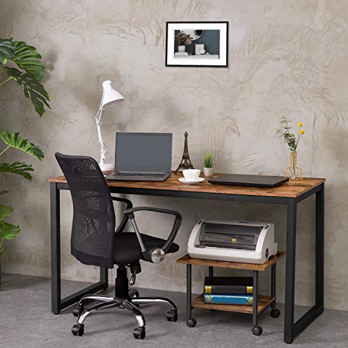 HOOBRO Gran Escritorio de Ordenador, Mesa de Estudio, Mesa de Estilo Industrial, 140 x 60 x 76cm, Mesa de Ordenador para Casa Oficina, Estructura Metálica, Estable, Marrón Vintage EBF68DN01 HOOBRO Gran Escritorio de Ordenador, Mesa de Estudio, Mesa de Estilo Industrial, 140 x 60 x 76cm, Mesa de Ordenador para Casa Oficina, Estructura Metálica, Estable, Marrón Vintage EBF68DN01