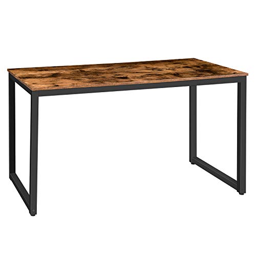 HOOBRO Gran Escritorio de Ordenador, Mesa de Estudio, Mesa de Estilo Industrial, 140 x 60 x 76cm, Mesa de Ordenador para Casa Oficina, Estructura Metálica, Estable, Marrón Vintage EBF68DN01 HOOBRO Gran Escritorio de Ordenador, Mesa de Estudio, Mesa de Estilo Industrial, 140 x 60 x 76cm, Mesa de Ordenador para Casa Oficina, Estructura Metálica, Estable, Marrón Vintage EBF68DN01