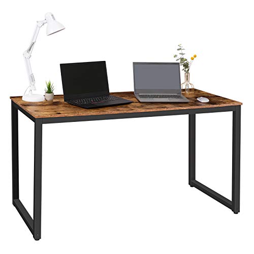 HOOBRO Gran Escritorio de Ordenador, Mesa de Estudio, Mesa de Estilo Industrial, 140 x 60 x 76cm, Mesa de Ordenador para Casa Oficina, Estructura Metálica, Estable, Marrón Vintage EBF68DN01 HOOBRO Gran Escritorio de Ordenador, Mesa de Estudio, Mesa de Estilo Industrial, 140 x 60 x 76cm, Mesa de Ordenador para Casa Oficina, Estructura Metálica, Estable, Marrón Vintage EBF68DN01