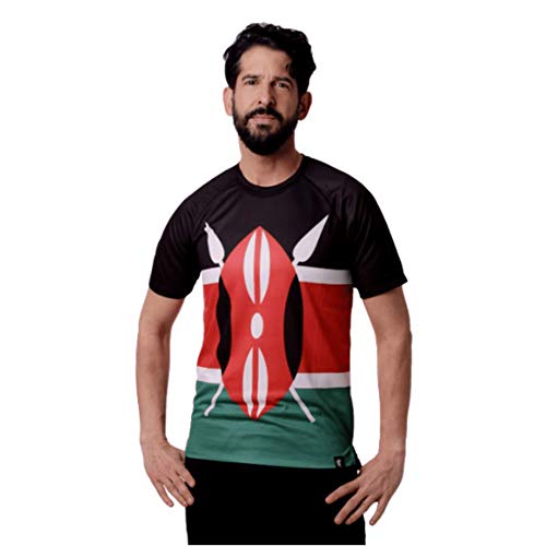 HOOPOE Camiseta Atletismo Kenia Hombre, Manga Corta, Running, Gimnasio #Maasai Talla M HOOPOE Camiseta Atletismo Kenia Hombre, Manga Corta, Running, Gimnasio #Maasai Talla M