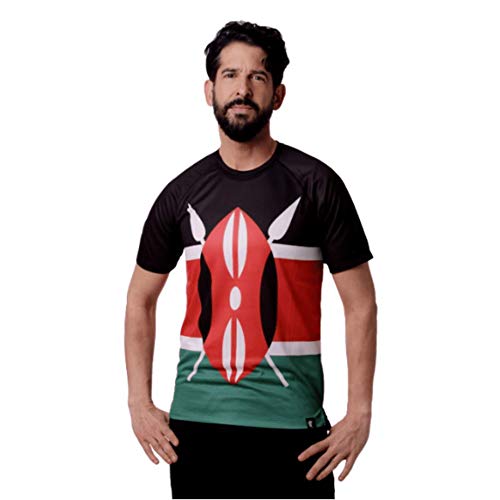 HOOPOE Camiseta Atletismo Kenia Hombre, Manga Corta, Running, Gimnasio #Maasai Talla M