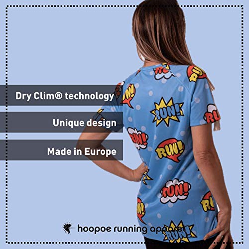 HOOPOE Camiseta Cómic Mujer, Manga Corta, Running, Gimnasio #Comic Talla L