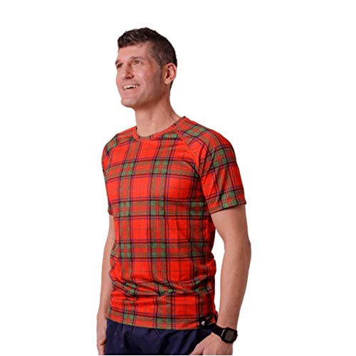 HOOPOE Camiseta Escocia Hombre, Manga Corta, Running, Gimnasio #ScottishRed Talla M