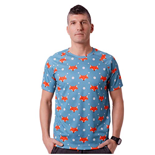 HOOPOE Camiseta Running Original Divertida Hombre, Manga Corta, Gimnasio #FoxBlue Talla XL HOOPOE Camiseta Running Original Divertida Hombre, Manga Corta, Gimnasio #FoxBlue Talla XL