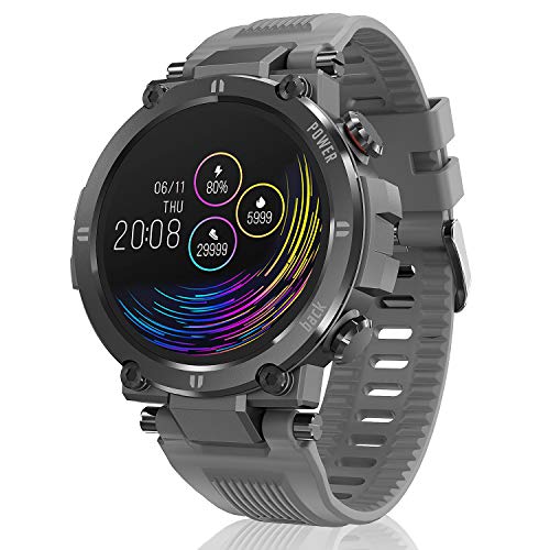 HopoFit Relojes Inteligente Hombre y Mujer,Smartwatch con Pulsómetro,Presión Arterial, Monito de Sueño,Podómetro Pulsera Reloj Impermeable IP68 para Android iOS y Xiaomi Huawei iPhone Teléfono Gris