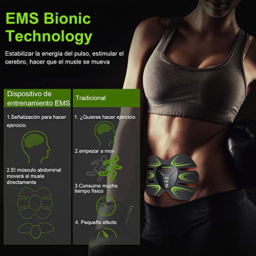 HOPOSO Estimulación Muscular Masajeador, Electroestimulador Muscular Abdominales Eléctrico Cinturón Abdomen/Brazo/Piernas/Glúteos