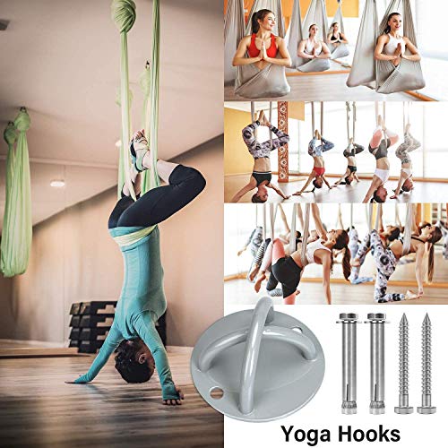 Hoseili Yoga Trapecio Ganchos de techo Soporte de pared para correas de suspensión para interiores o exteriores, anillos olímpicos, peso corporal, entrenamiento de resistencia