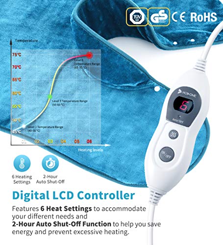 Hosome Almohadilla Térmica Eléctrica para la Espalda, Hombros y Cuello Calentado, Manta Electrica con Tecnología de Calentamiento Rápido con 6 Calentamiento Niveles, Esterilla Electrica 60x90 cm