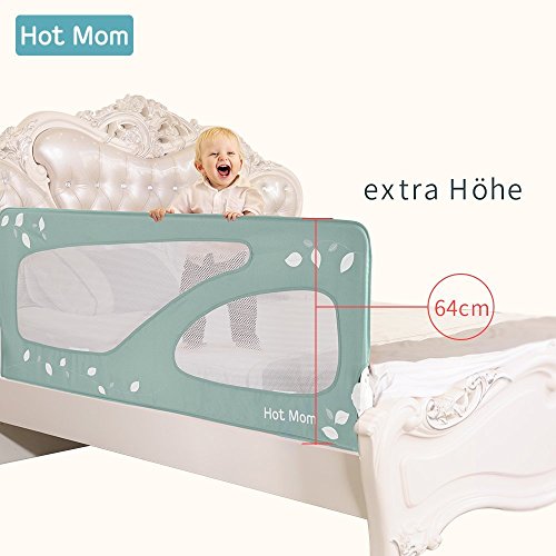 Hot Mom - barandillas de la cama 150 cm para bebés, portátil y estable, barrera de seguridad,color Verde