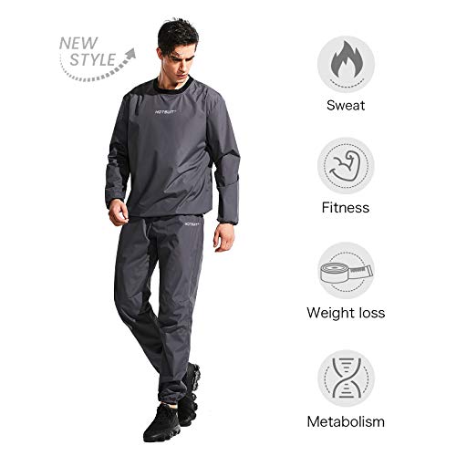 HOTSUIT Traje Sauna Hombres Trajes de Sudoración Pérdida de Peso Gimnasio Entrenamiento Chándal Trajes de Sudor, Gris, XL HOTSUIT Traje Sauna Hombres Trajes de Sudoración Pérdida de Peso Gimnasio Entrenamiento Chándal Trajes de Sudor, Gris, XL