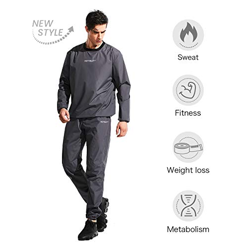 HOTSUIT Traje Sauna Hombres Trajes de Sudoración Pérdida de Peso Gimnasio Entrenamiento Chándal Trajes de Sudor, Gris, XL