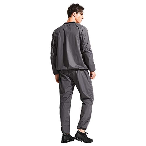 HOTSUIT Traje Sauna Hombres Trajes de Sudoración Pérdida de Peso Gimnasio Entrenamiento Chándal Trajes de Sudor, Gris, XL