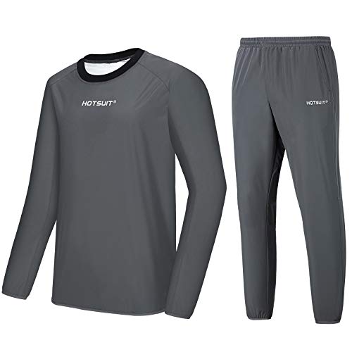 HOTSUIT Traje Sauna Hombres Trajes de Sudoración Pérdida de Peso Gimnasio Entrenamiento Chándal Trajes de Sudor, Gris, XL